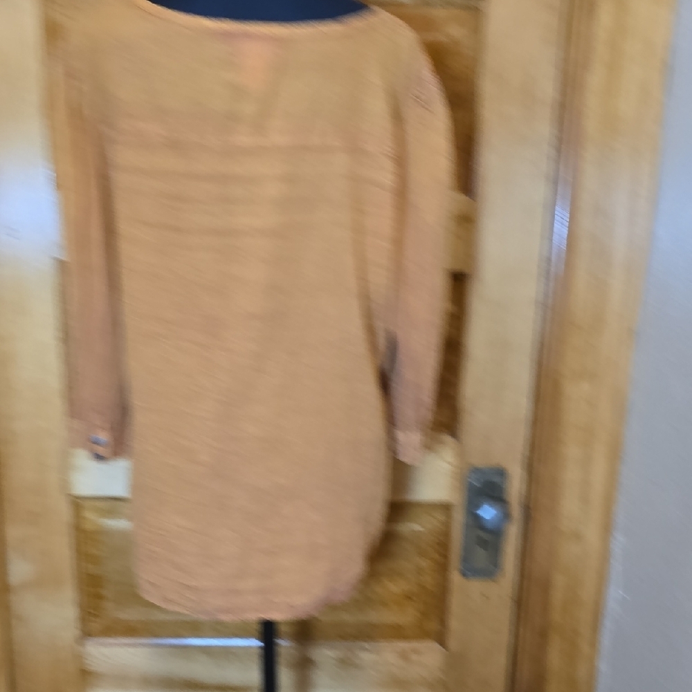 Red Ranch western Flair Orange Buttoned Ribbed 3/4 Sleeve Tunic L - Picture 4 of 4